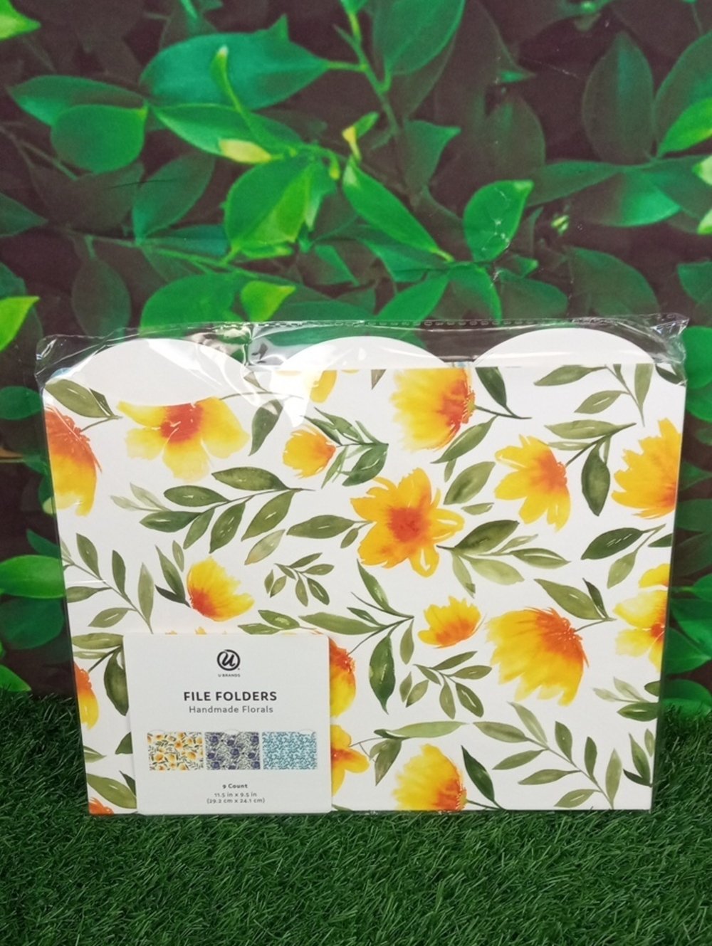 🏠🍒 U Brands Floral Yellow & Green File Folders - Handmade Florals